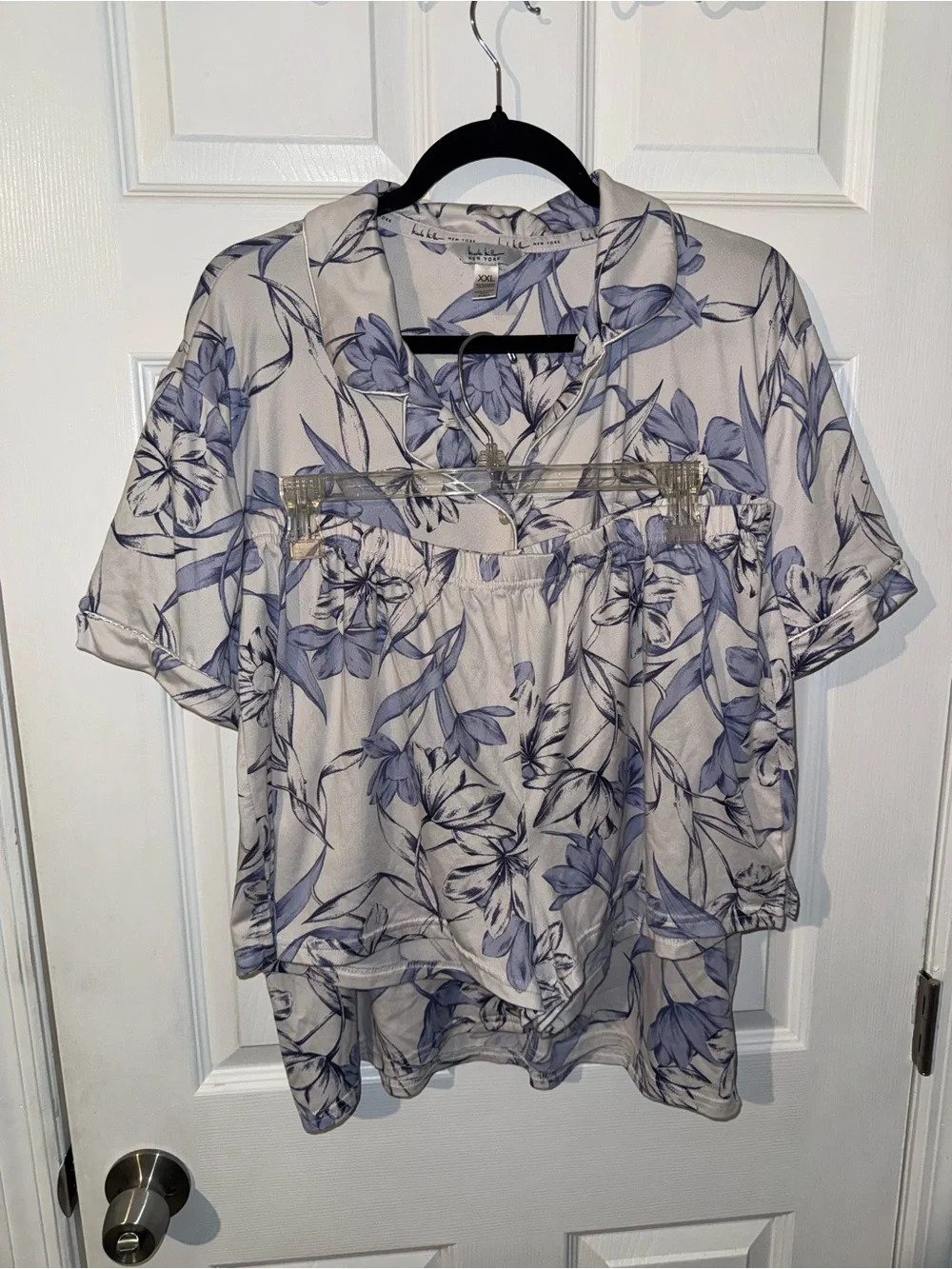 Nicole Miller New York pajama short set blue and purple watercolor Women’s XXL
